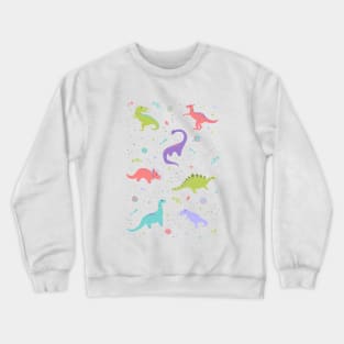 Space Dinosaurs on White Crewneck Sweatshirt